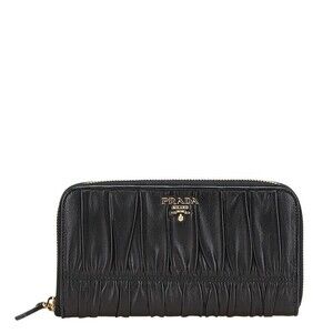 Prada Nappa Gaufre Long Wallet Black Leather